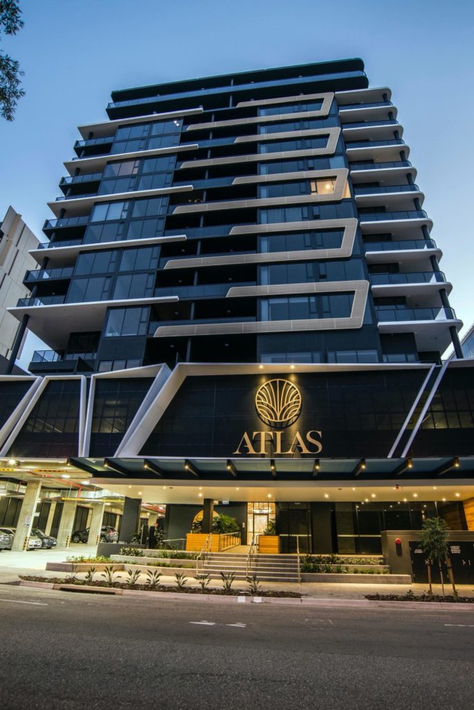Front of building stage 1 Atlas Apartments