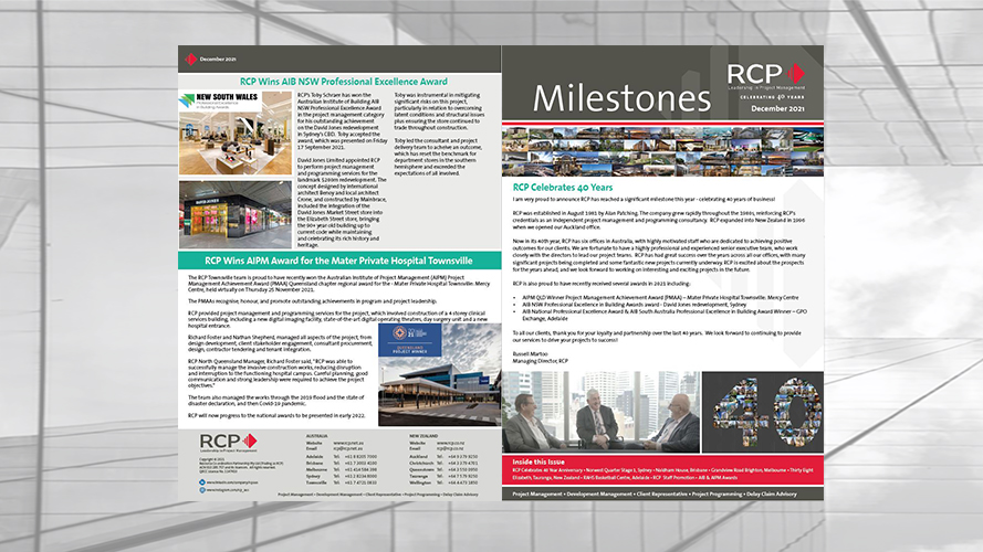 RCP Milestones December 2021